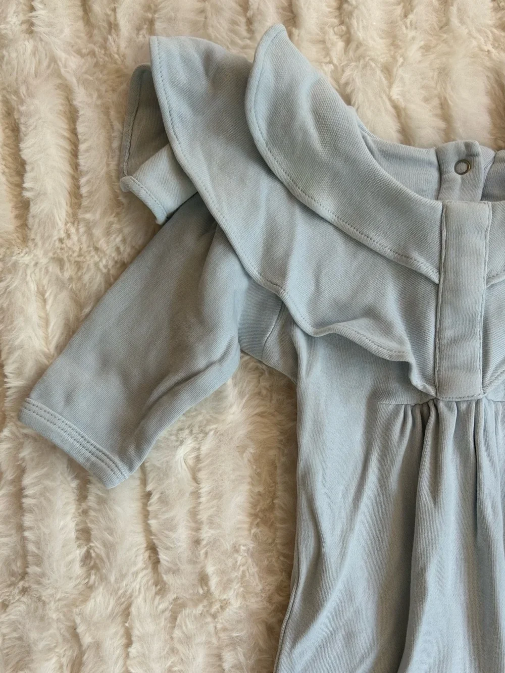 Kate Quinn Cotton Ruffle Neck Footie